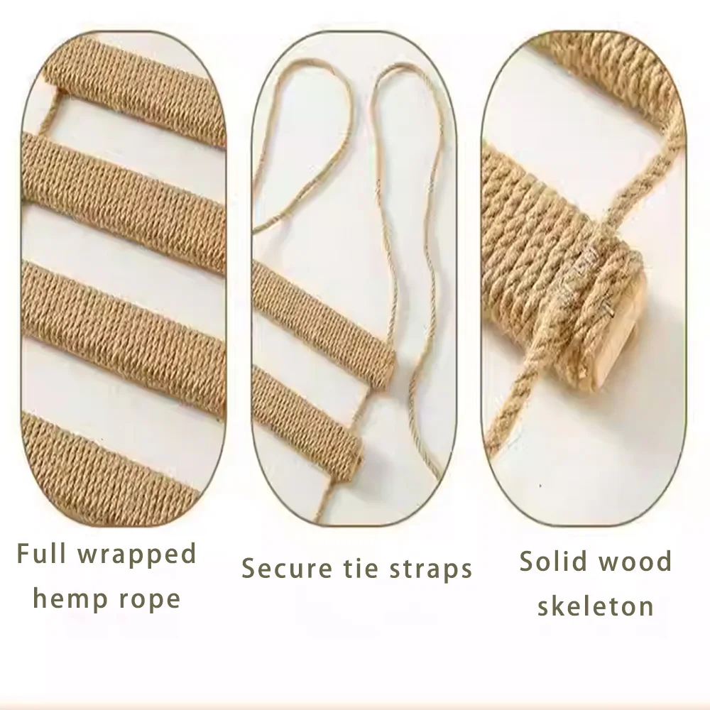 Escalera de pared para gatos, escalones de madera envueltos en Sisal, muebles de interior para gatos para gatitos y gatos adultos para escalar arañazos y explorar - imagen 4