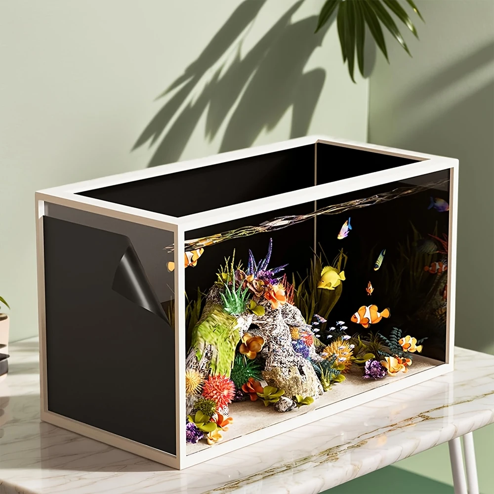 Fondo de acuario negro adhesivo estatico para pecera decorativo - imagen 4