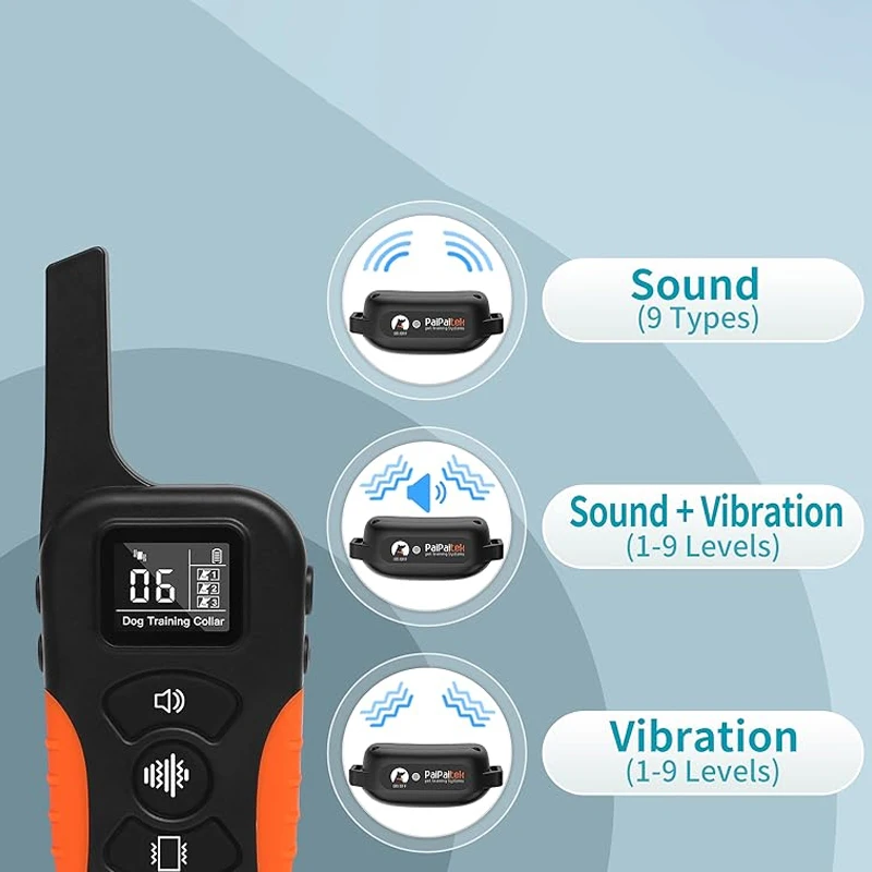 Collar vibratorio de 3300 pies con vibración, pitido, bloqueo de seguridad, collares de entrenamiento para perros impermeables y recargables, Collar de zumbido para 3 perros - imagen 5