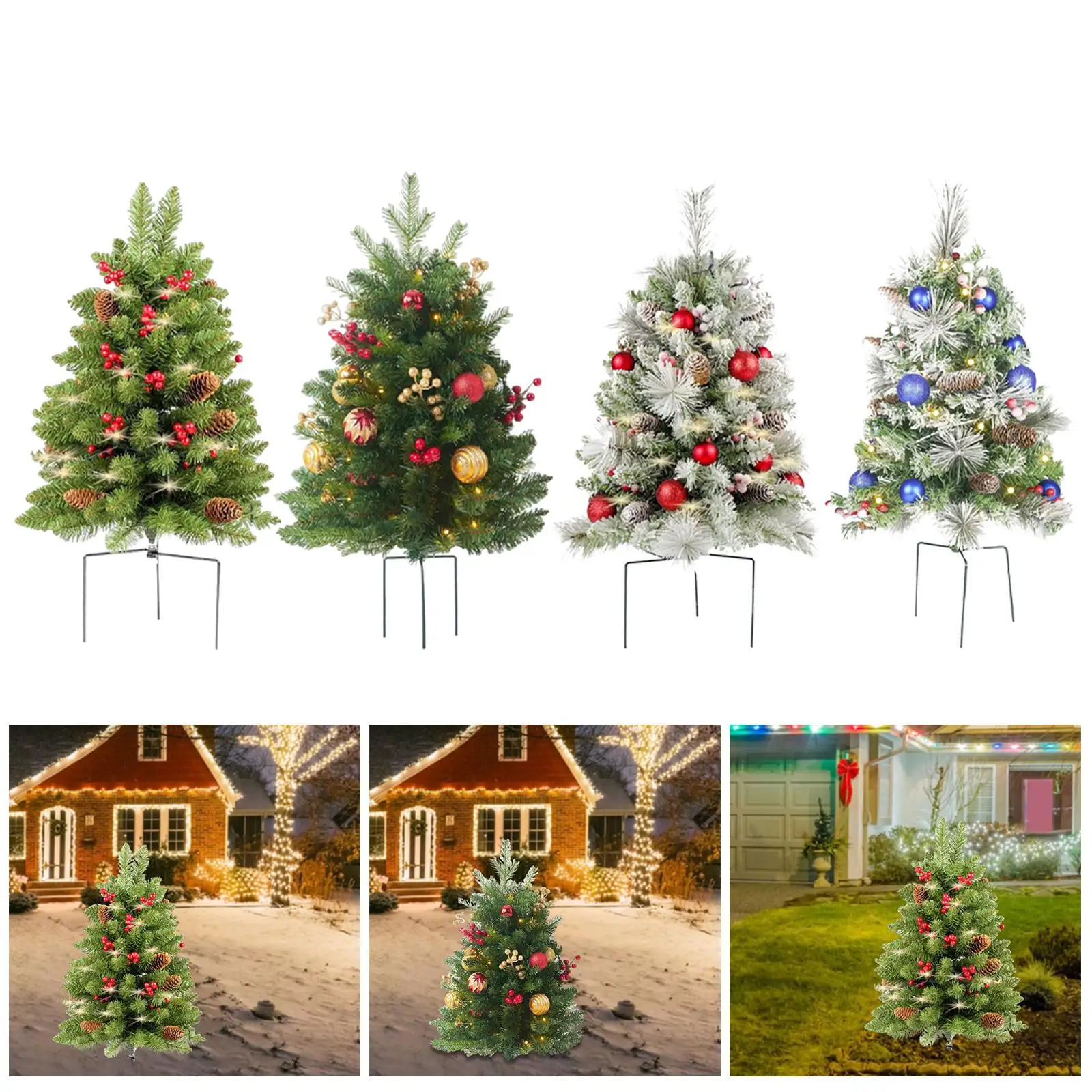 Árbol artificial con luces Arbustos verdes artificiales Plantas de arbustos realistas para patio Navidad