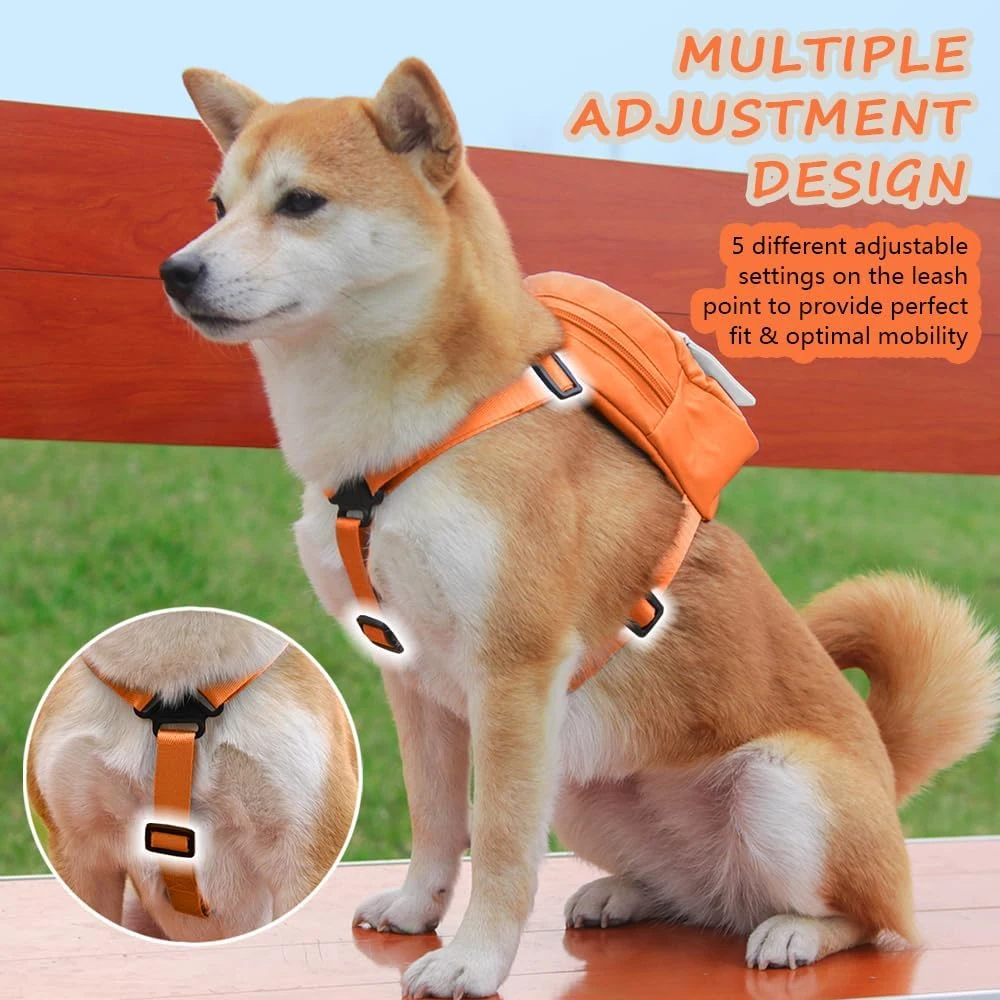 Linda mochila ajustable para mascotas con correas de arnés, bolsa portátil para entrenamiento de perros para viajes al aire libre, bolsas de almacenamiento para aperitivos para cachorros y mascotas - imagen 2