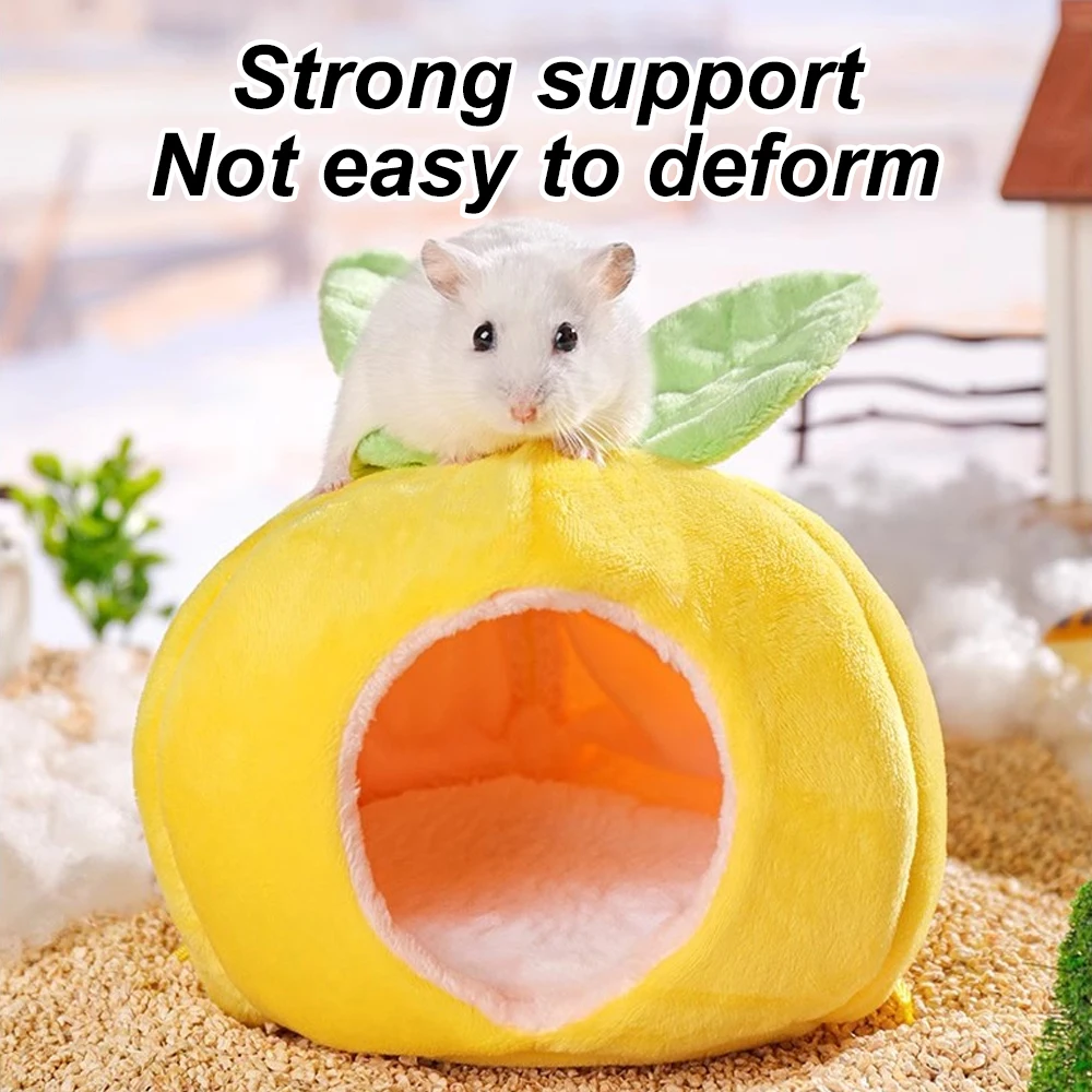 Nido de hámster en forma de fruta, cama colgante cálida para invierno y otoño, saco de dormir para animales pequeños, planeador de azúcar para mascotas, pájaro, hámster dorado, 1 ud. - imagen 2