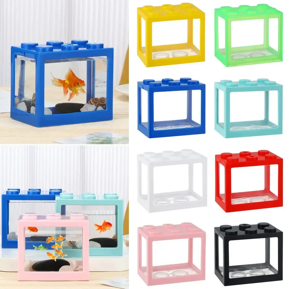 Decoración para mascotas, regalos de bloques de construcción, Mini acuario de PVC, pecera Betta, accesorios ornamentales para peces Betta - imagen 2