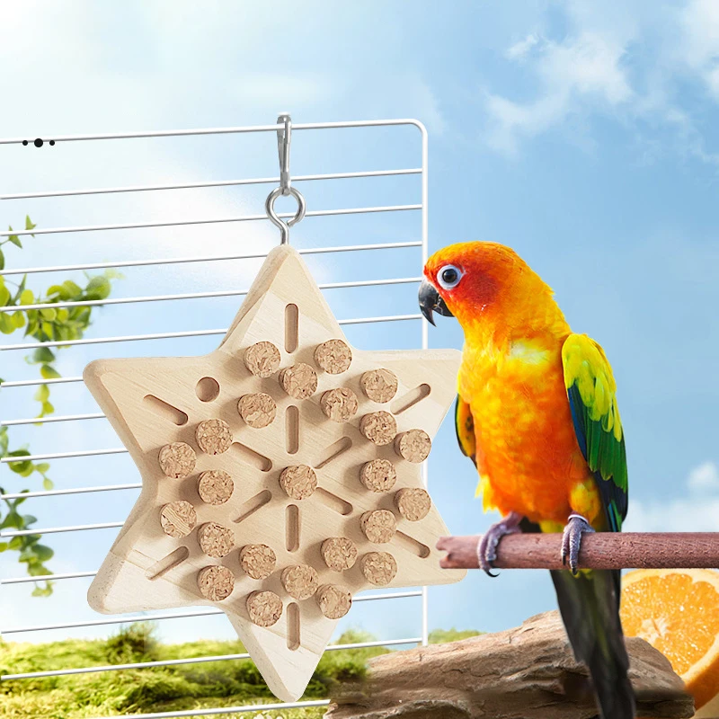 Juguete de madera para masticar loros, juguetes educativos para jugar a los pájaros, juguetes colgantes para mascotas, juego de caza para accesorios de pájaros - imagen 3