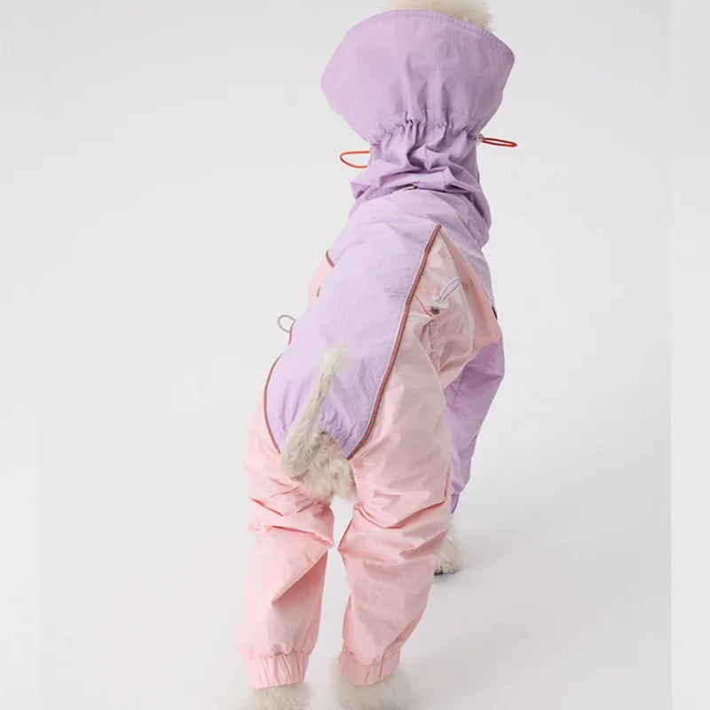 Traje impermeable ligero para Bedlington, abrigo rosa fino transpirable de verano de cuatro patas, sombrero para impermeable de galgo italiano para perros - imagen 5