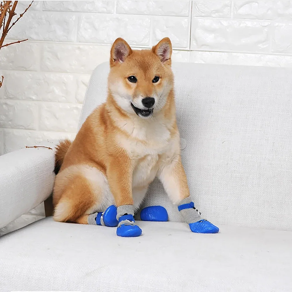 4 unids/set zapatos para mascotas calcetines cálidos de invierno para perros botas de nieve antideslizantes impermeables para perros pequeños y grandes gatos cachorros zapatos para Chihuahua - imagen 5