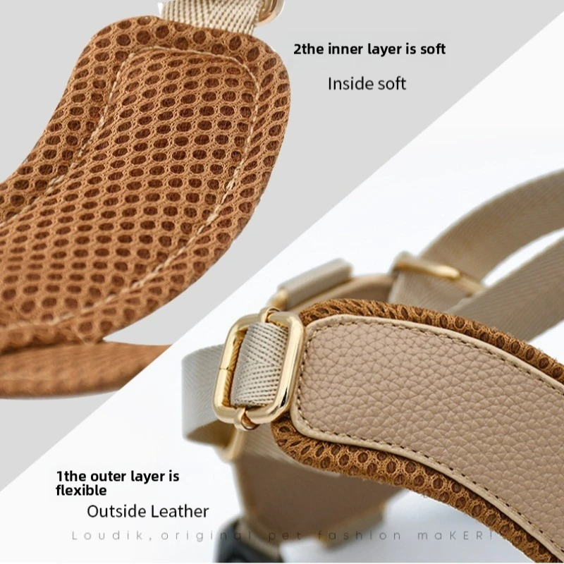 Arnés de pecho de cuero para mascotas, correas grandes para perros, entrenamiento de mascotas, cables personalizados, productos para salir, transpirables y cómodos - imagen 4