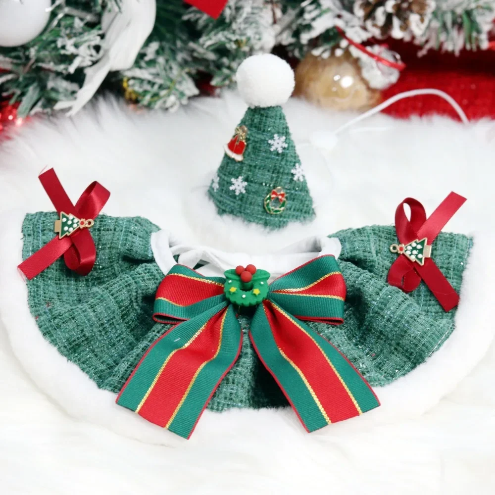 Conjunto de sombrero de Collar de Navidad para mascotas, babero para perros, accesorios para gatos, accesorios para perros pequeños - imagen 5