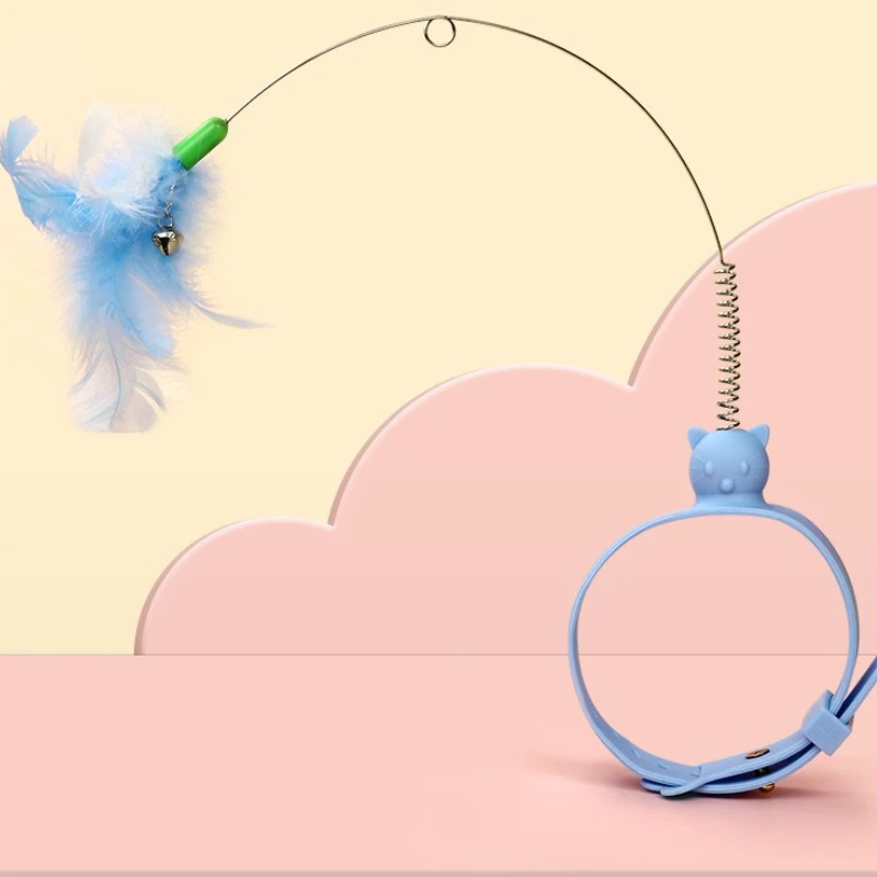Collar de juguete para gatos, varita de silicona adjunta para gatos, pluma ajustable, juguete interactivo para gatitos, campana, accesorios para gatos - imagen 4