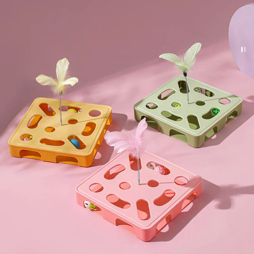 Juguete: Teaser de campana de plumas autopulente: juguete interactivo de rompecabezas para gatitos para aliviar el aburrimiento, juguete para mascotas - imagen 5