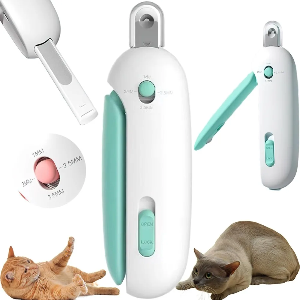 Cortauñas para gatos, cortaúñas para perros para gatitos en todas las etapas, cachorros a una joven, tamaño de orificio ajustable con lima de uñas oculta