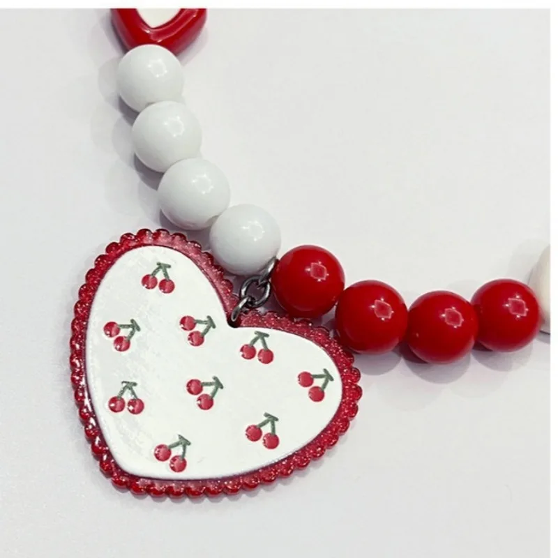 Collar de cereza de amor para mascotas, Collar de oso para perro, Collar de campana para perro y gato, decoración hecha a mano, suministros para mascotas de cereza, accesorios para perros - imagen 4