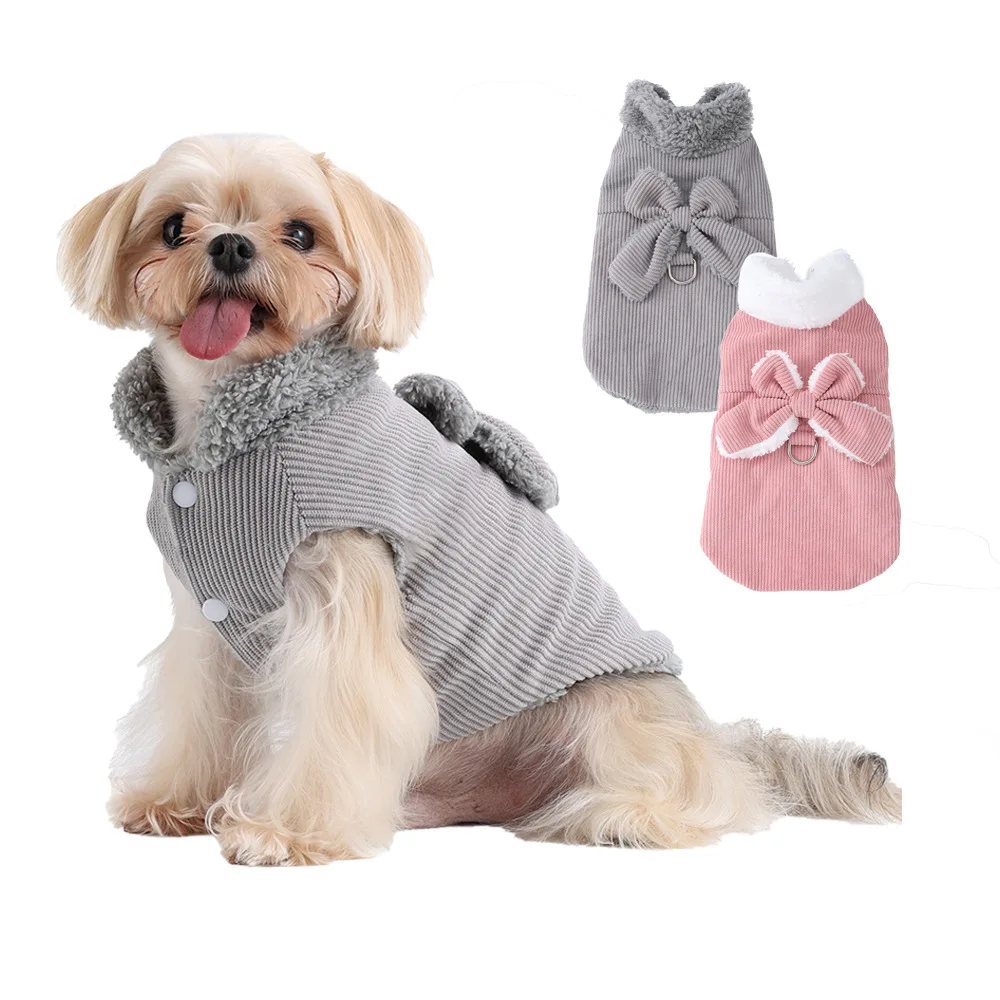 Chaqueta con cuello de felpa para mascotas, chaleco de peluche grueso y cálido, ropa para perros pequeños, ropa para cachorros, otoño e invierno
