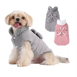 Chaqueta con cuello de felpa para mascotas, chaleco de peluche grueso y cálido, ropa para perros pequeños, ropa para cachorros, otoño e invierno