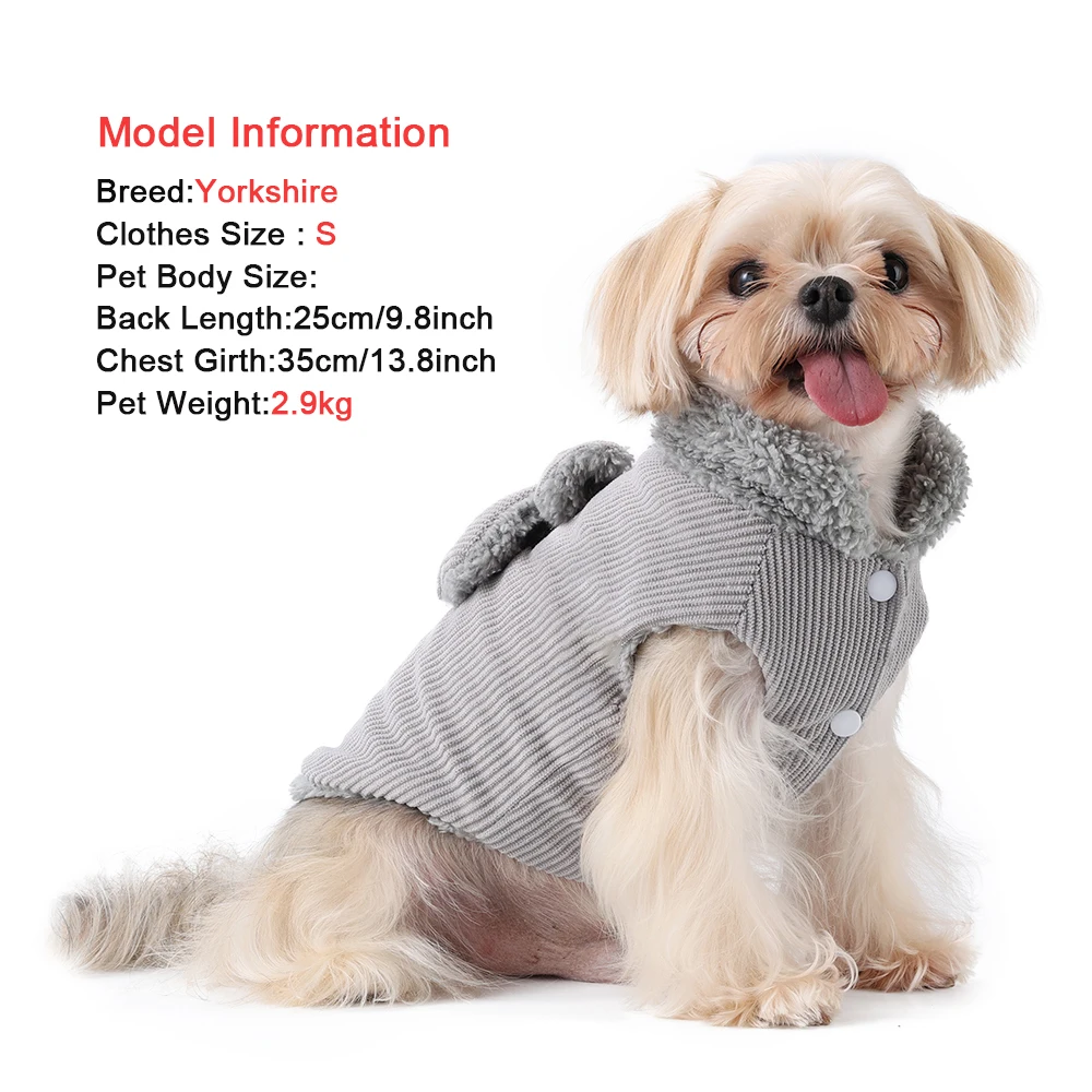 Abrigo de lana para perros, ropa cálida de invierno para mascotas, chaleco para perros pequeños y medianos, chaqueta con lazo, anillo en D, disfraz para cachorros, suéter, ropa Yorkie - imagen 4