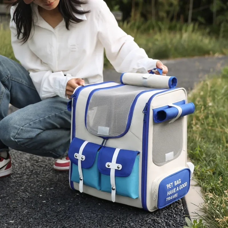 Nuevo bolso de doble hombro para gatos, bolso para salir, bolsas portátiles transpirables para mascotas, cápsula espacial, mochila para perros, suministros para mascotas - imagen 4