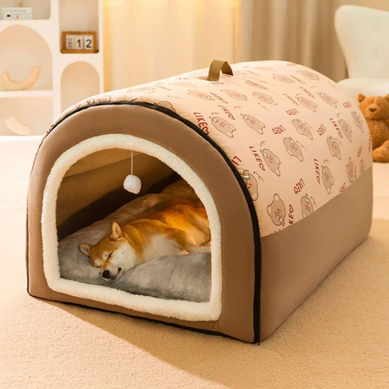 Perrera de invierno para perros, estera cálida para casa de perros, cama lavable desmontable, nido, tienda para dormir profunda para perros medianos y grandes, suministros para perros - imagen 2