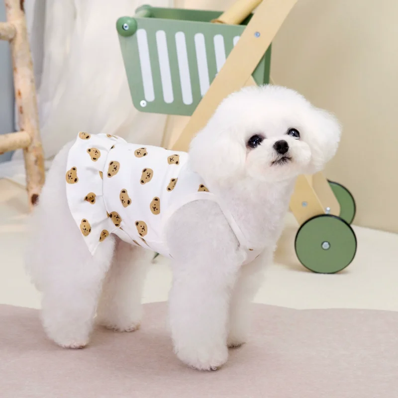 Ropa de verano para cachorros, bonito oso, tirantes para mascotas, vestido para perros, camisa para gatos, disfraz de Chihuahua Bichon, falda, chaleco para perros, camiseta refrescante para perros - imagen 3