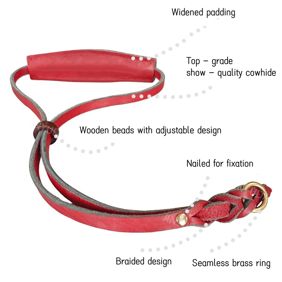 Collar para mascotas de un solo tirón de piel de vaca de grano superior Acolchado ensanchado Collar de perro de cuero genuino Collar de entrenamiento para perros de diseño trenzado negro - imagen 2