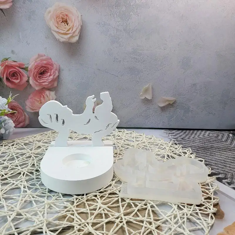 Molde de soporte de vela de silicona para niños, soporte de mano, moldes para fundición de resina - imagen 2