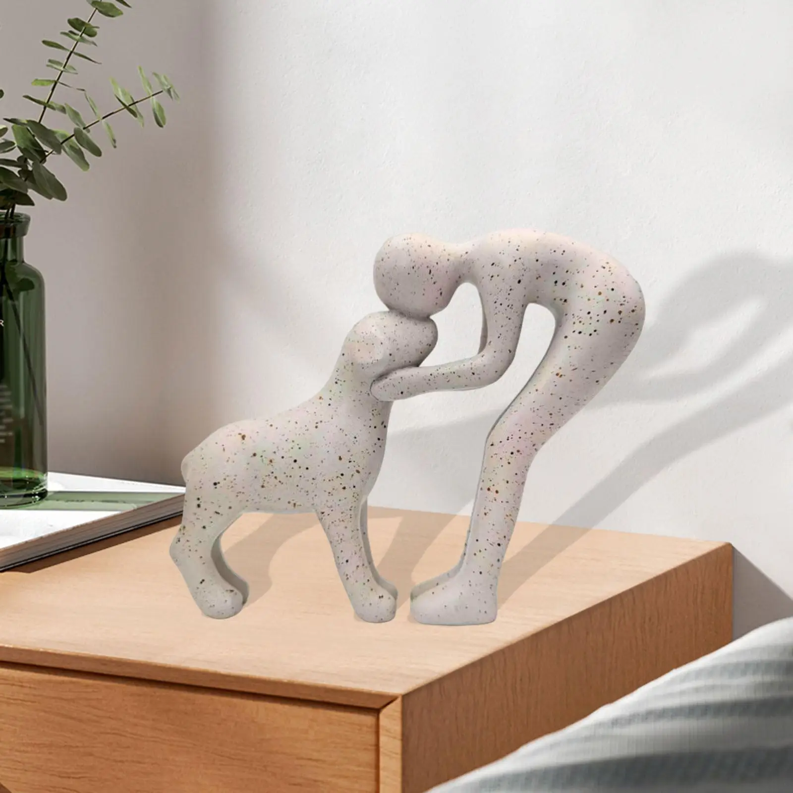 Decoración de estatua de hombre y perro 15,7x13,5 cm adorno decorativo de colección lindo