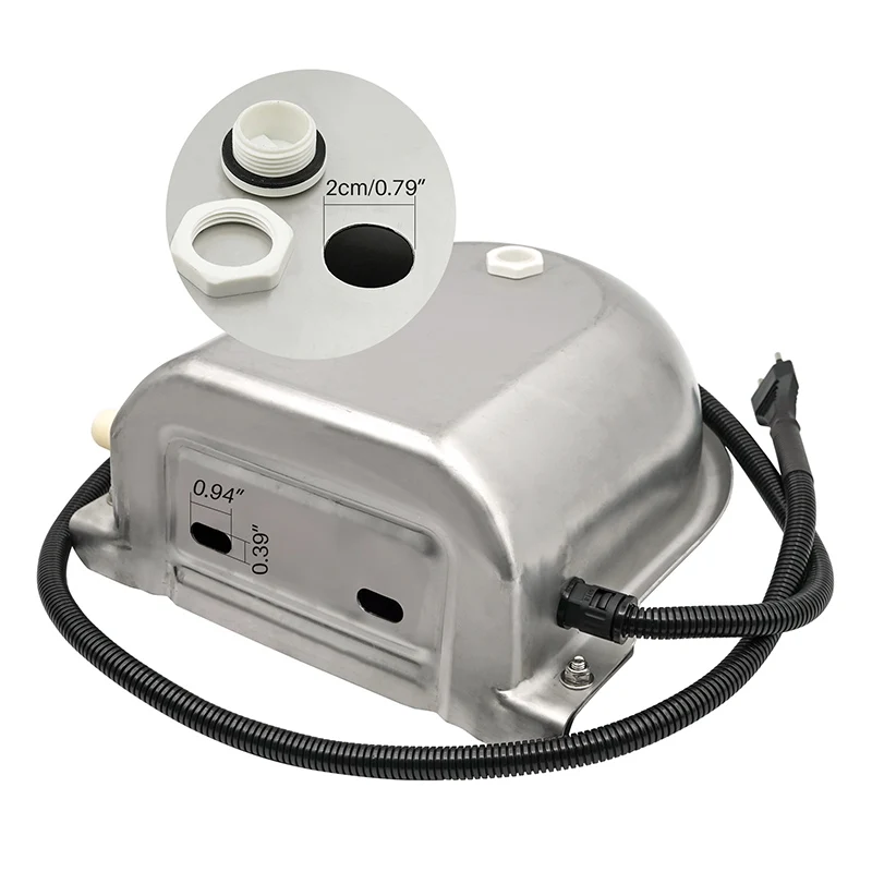 Bebedero calentado de acero inoxidable 304, 220V, con orificio de drenaje, flotador automático para bebidas, canal para cultivo, suministros de cuencos de agua para caballos y vacas - imagen 3