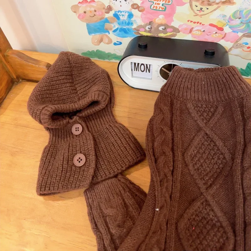 Gorro de punto para perro, suéter para perro, ropa, suéter de cuatro patas para mascota, Schnauzer de invierno, Teddy maltés, suéter para perro pequeño, sombrero para cubrir la cabeza