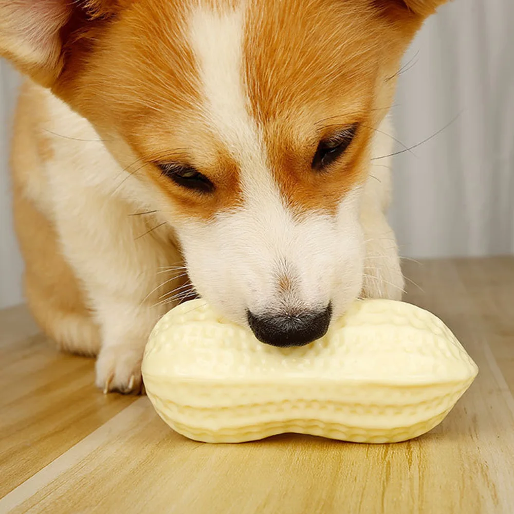 Bola de juguete para perros de maní, juguete para masticar duradero y chirriante para cachorros, perros adultos, Molar de dentición, accesorios antimordeduras para mascotas - imagen 2