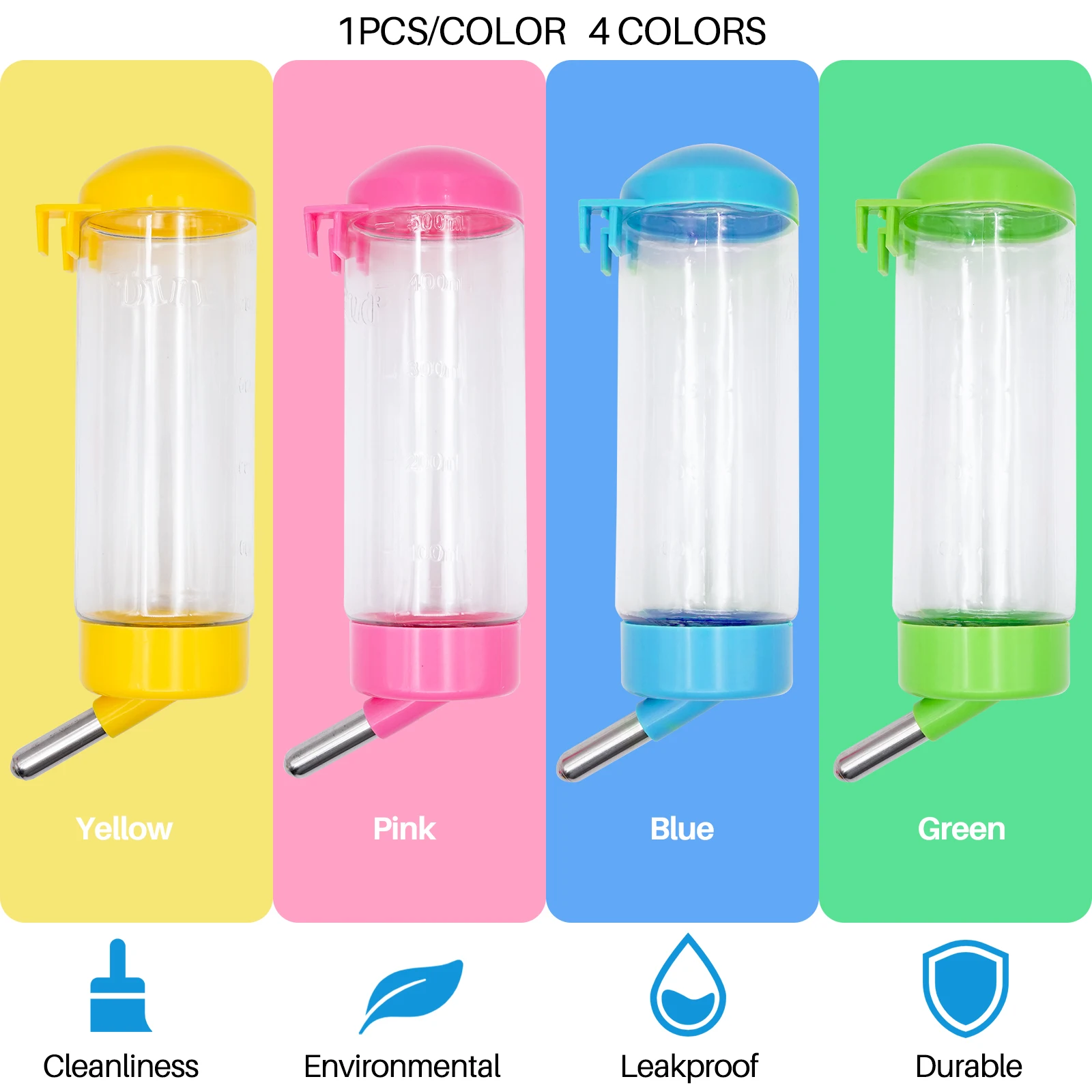 Dispensador automático de botellas de agua para conejos, bebedero para pezones, jaula colgante para mascotas, perro, conejillo de indias, ardilla, conejo, cabeza para beber, 500ml - imagen 4