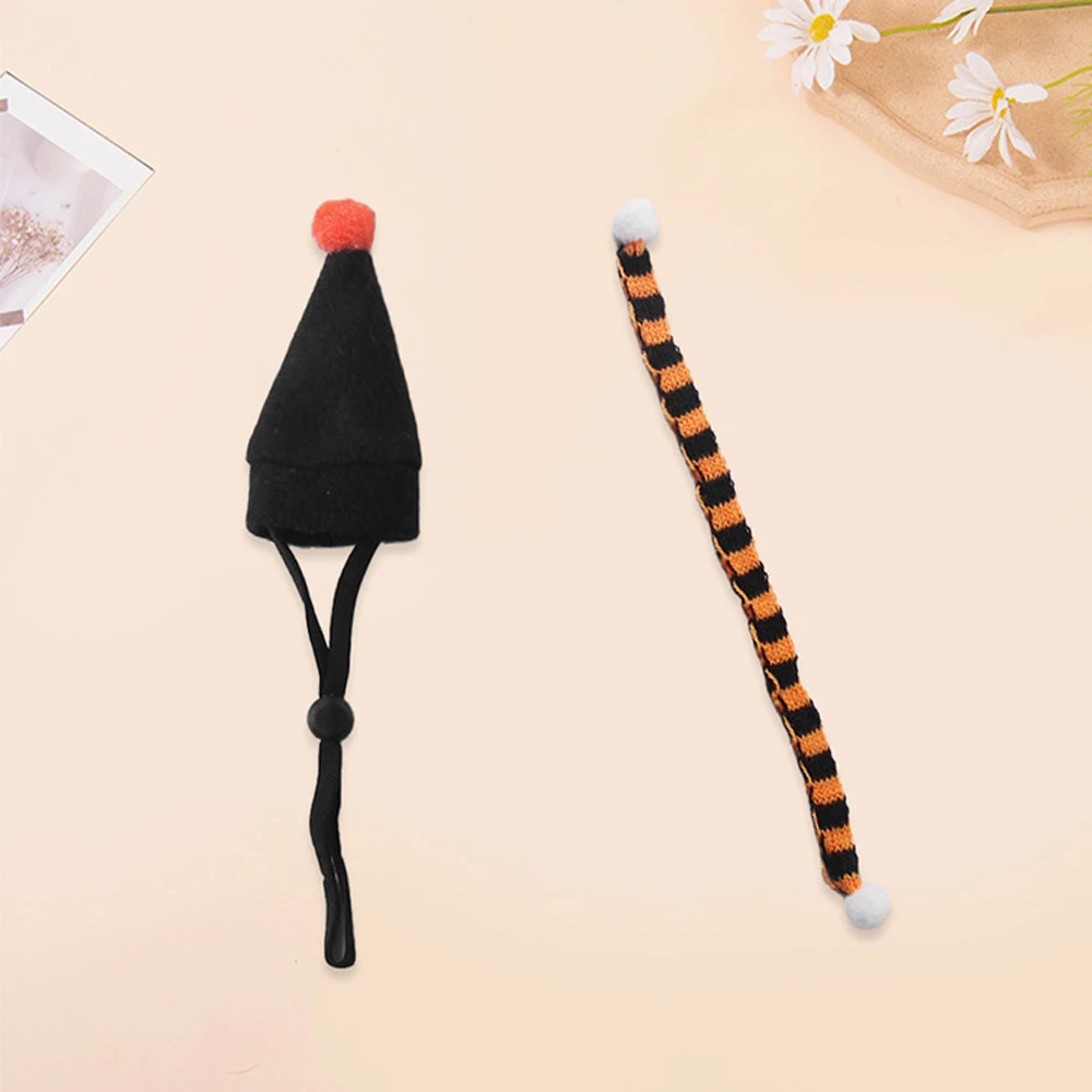 2 unids/set disfraz de hámster de Halloween conjunto sombrero de mago negro y bufanda a rayas para animales pequeños hámster cerdos holandeses accesorio festivo - imagen 5