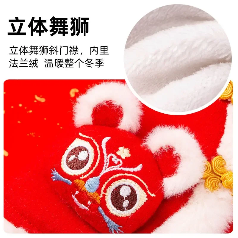 Traje Tang de danza del león de Año Nuevo, chaleco para cachorro y perro, abrigo acolchado de algodón de dos patas para Año Nuevo Chino festivo, ropa para Gato - imagen 4