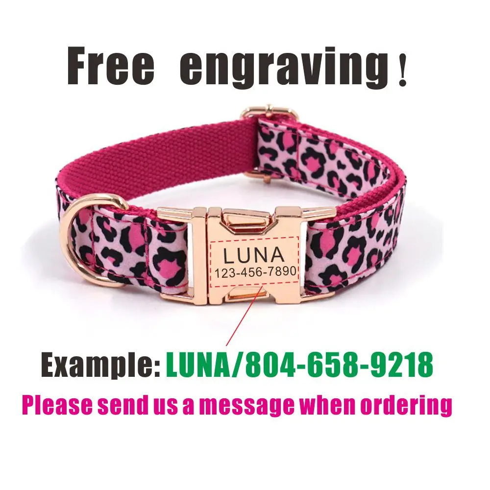 Collar de perro personalizado, Collar para mascotas personalizado, grabado gratis, etiqueta de nombre de identificación, accesorio para mascotas, Collar para cachorro encantador, correa - imagen 4