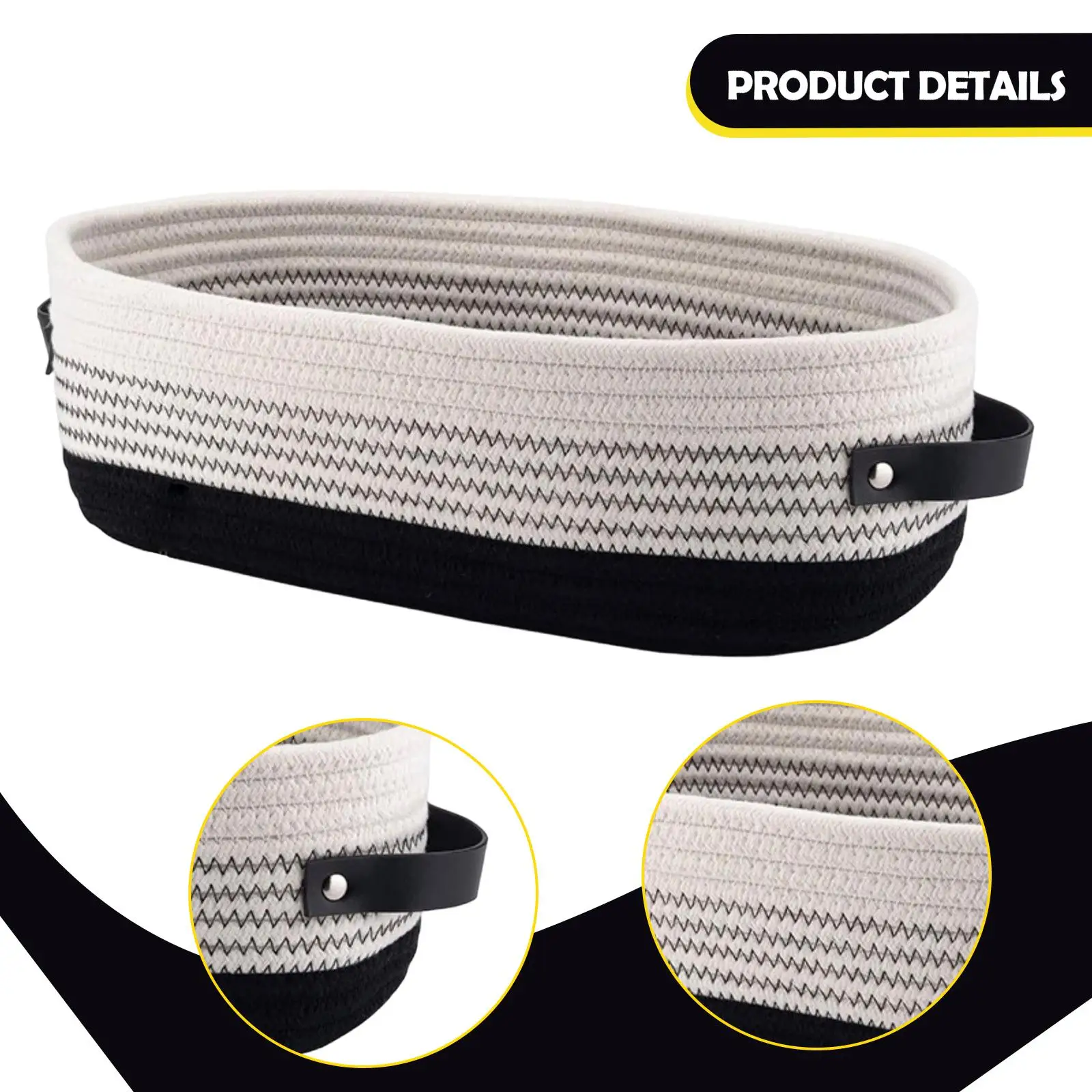 Cesta tejida, contenedor de artículos diversos, cesta de almacenamiento con asas, contenedor organizador de baño, para el hogar, guardería, decoración de mesa de cocina - imagen 5