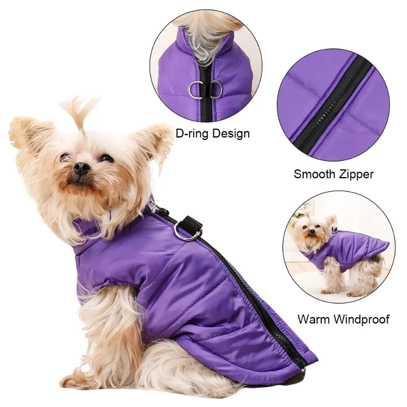 Ropa cálida de invierno para perros pequeños y medianos, chaqueta impermeable y acogedora para cachorros, disfraz de Bulldog Francés, abrigo Yorkie, monos - imagen 2