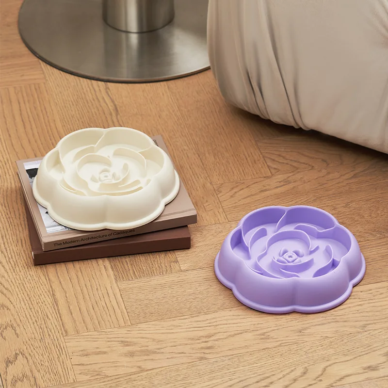 Cuenco antideslizante para comer lento para gatos, plato antiderrames y antiderrames para mascotas con patrones elevados para controlar las porciones