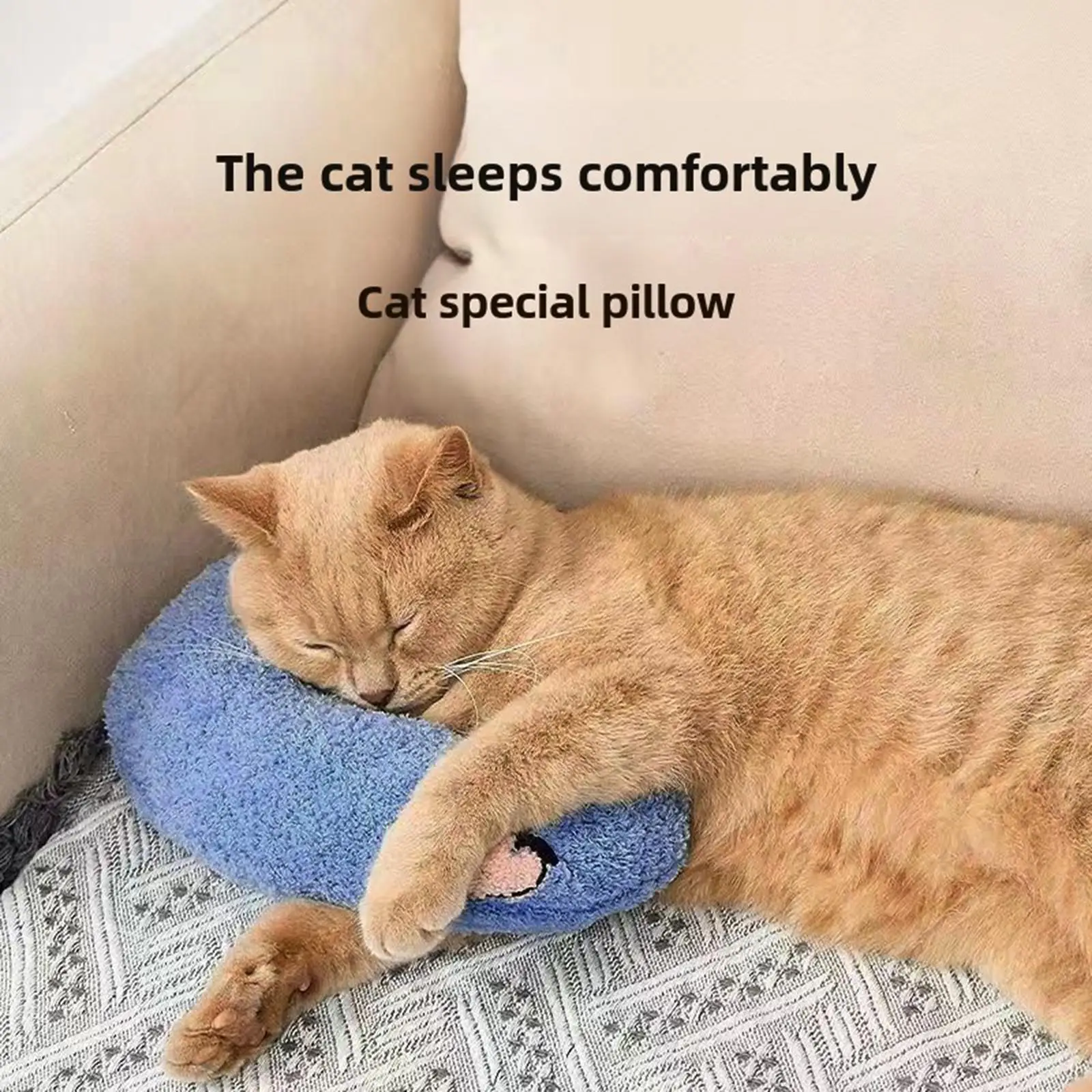 Cat Sleeping Plush Pillow Washable Cute Sleeping Pillow for Dog Puppy Kitty