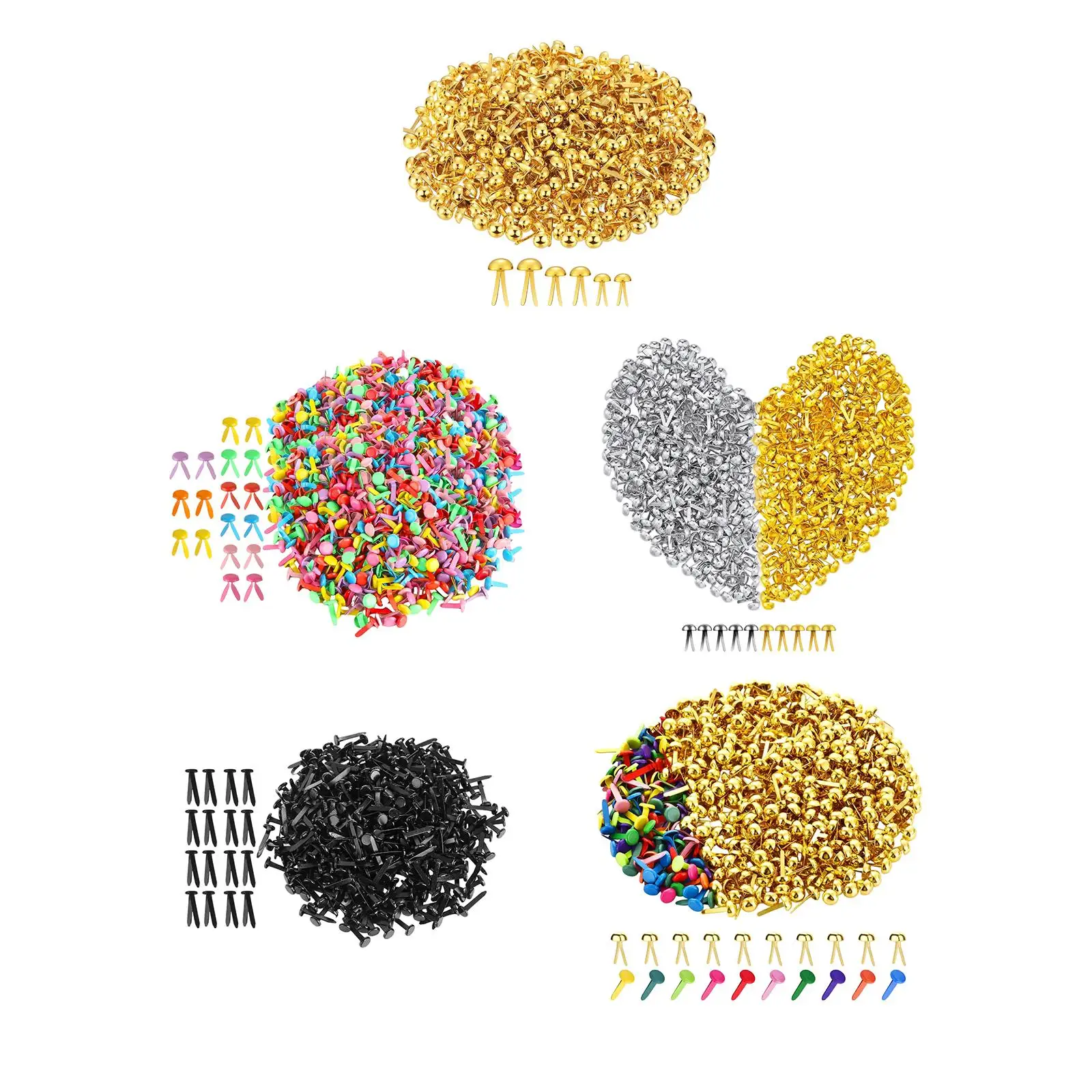 300x Paper Fasteners Creative Decor Handmade,Art Accessories,Scrapbooking Brads,Craft Pins Pushpin Plated Split Pins for Crafts