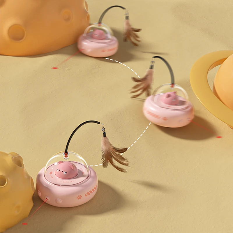 Juguetes láser inteligentes para gatos 2 en 1, palo de rompecabezas para gatos con campana, juguete móvil para gatitos, juguete eléctrico de plumas para mascotas, suministro para gatos y mascotas - imagen 4