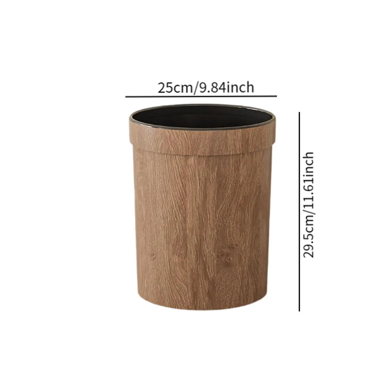 Trash Can Imitation Wood Grain Stylish Accessory Garbage Container Storage Bin Wastebasket for Office Home Study Laundry Room