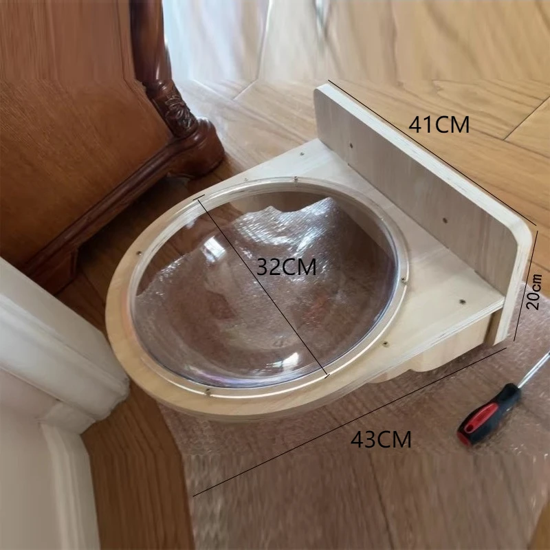 Cama colgante de madera maciza para gatos, camas para gatos, hamaca transparente grande montada en la pared, accesorios para muebles, Catnap, suministros para mascotas - imagen 5