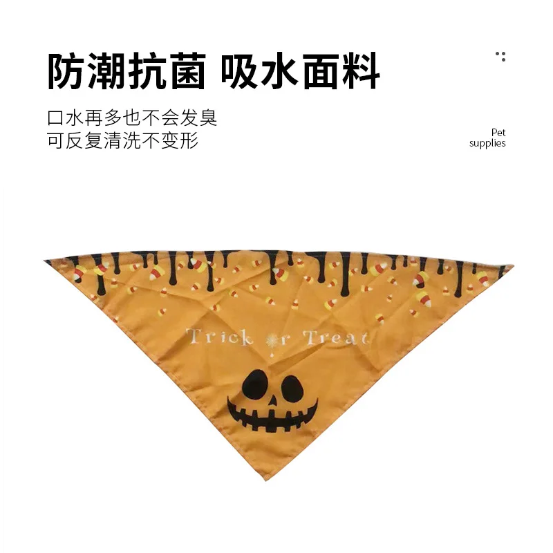 Toalla de Saliva para mascotas, accesorios de bufanda de Halloween, babero para gato, bufanda triangular divertida con estampado de perro - imagen 3