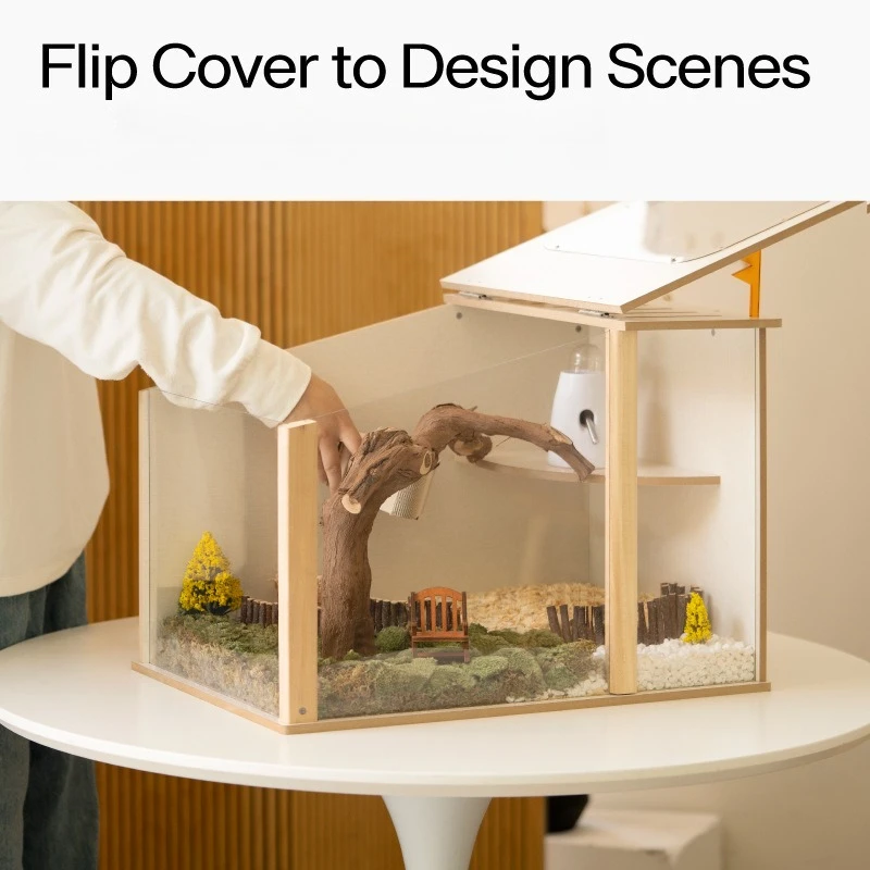 Jaula para hámster de lujo, jaulas transparentes de madera para hámster, casa oculta para hámster transpirable grande, hábitats, casas para animales pequeños y ratas - imagen 3