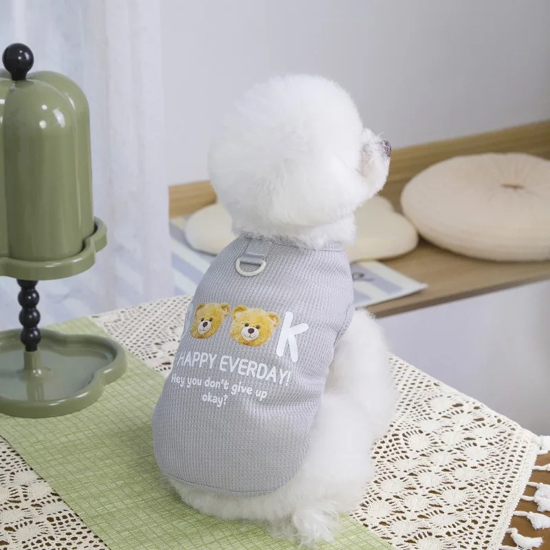 Ropa bonita para mascotas, camisa inferior para mascotas de primavera y otoño, chaleco clásico a rayas de peluche, chaleco para cachorros y osos, ropa suave para el hogar, disfraz para perros - imagen 2