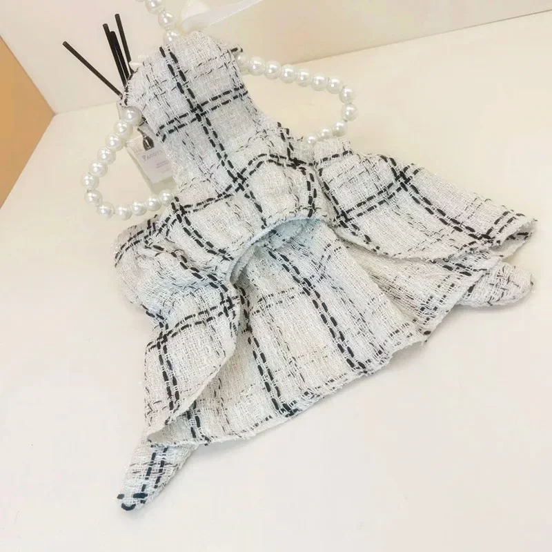Falda con tirantes de lazo de lana tejida para perros, vestido para gatos, ropa para mascotas, vestidos para cachorros, ropa de Navidad, Otoño e Invierno - imagen 4
