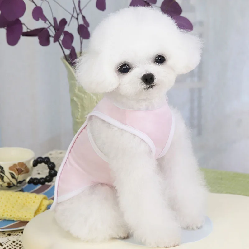 Ropa refrescante para perros, chaleco sin mangas de secado rápido para perros, Sudadera con capucha rosa, amarillo, gris, sudadera para cachorros, chalecos para perros pequeños Yorkie - imagen 3