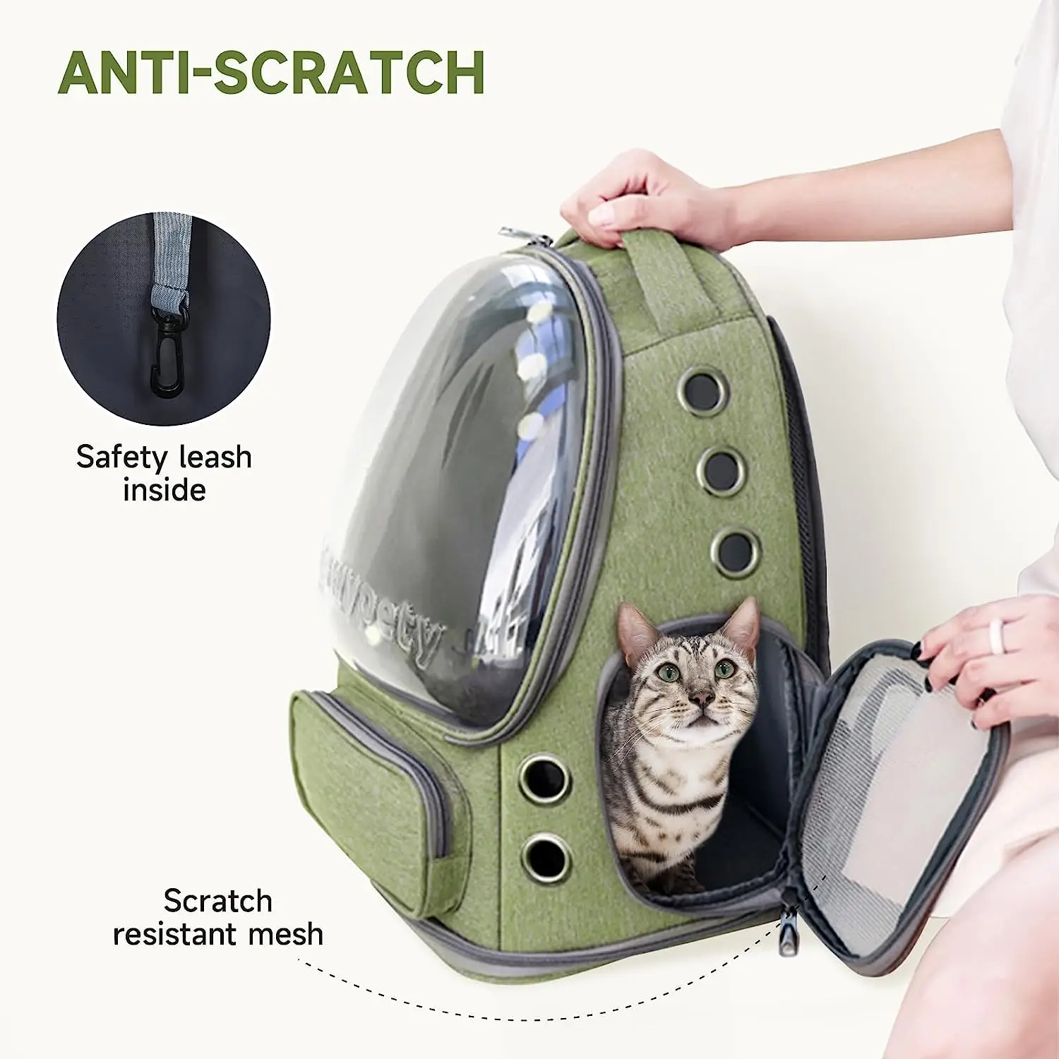 Mochila para gatos con cápsulas espaciales transparentes, mochila transpirable con doble hombro para mascotas, bolsa de transporte portátil para exteriores, portador para gatos - imagen 5