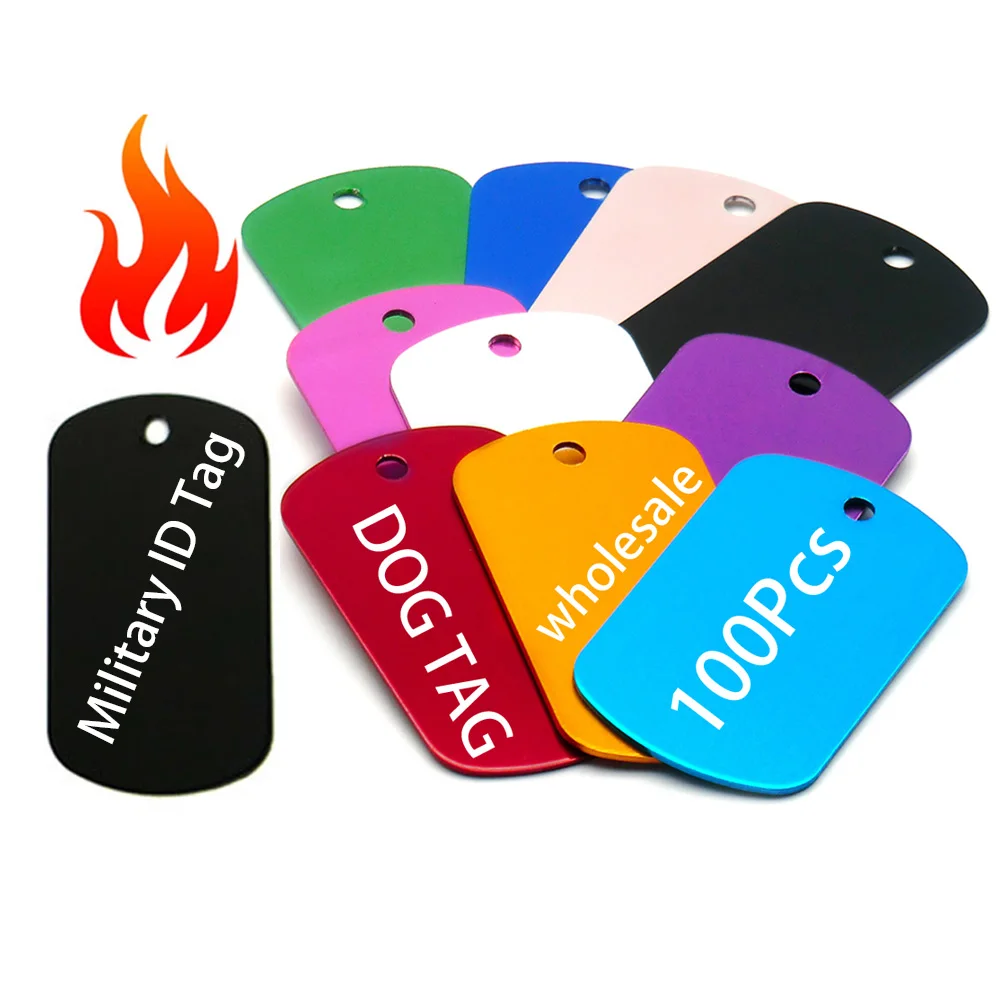 Venta al por mayor, 100 Uds., etiqueta militar, etiqueta de identificación de perro, collares con colgante, llavero del equipo, nombre, número de perro mascota, etiquetas de identificación del ejército, placa de identificación personalizada