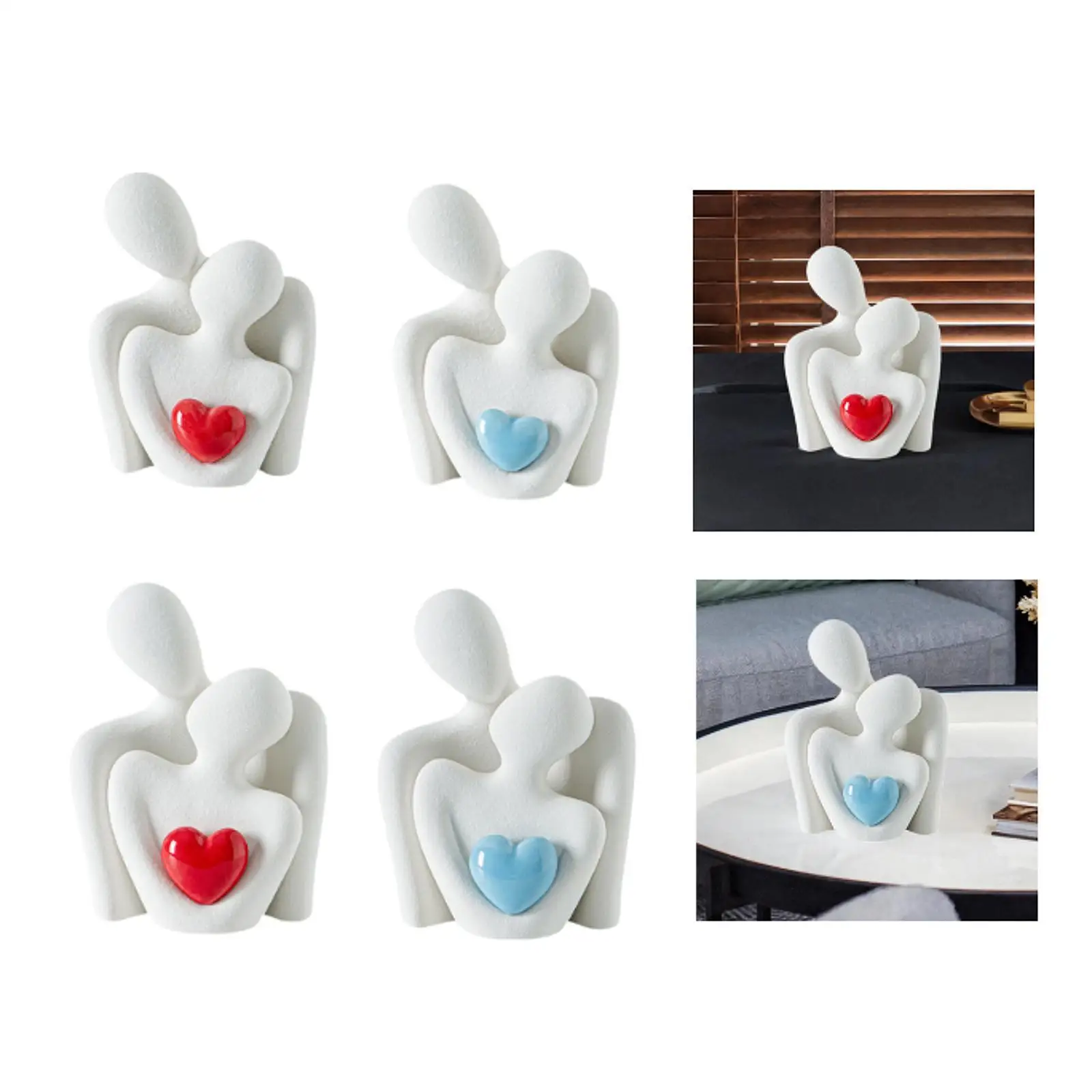 Abstract Ceramic Embracing Couple Figurine Anniversary Gift Romantic Valentines Day Gift for Living Room Decor Decorative