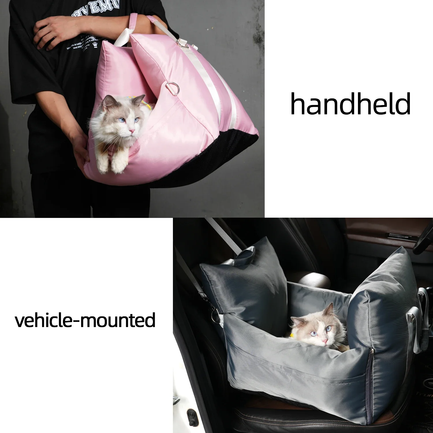 Asiento de seguridad para coche para mascotas, almohadilla para cama, perrera, tela de doble cara, totalmente extraíble y lavable, parte superior para mascotas de invierno, funda para asiento de coche para perros Stravel - imagen 3