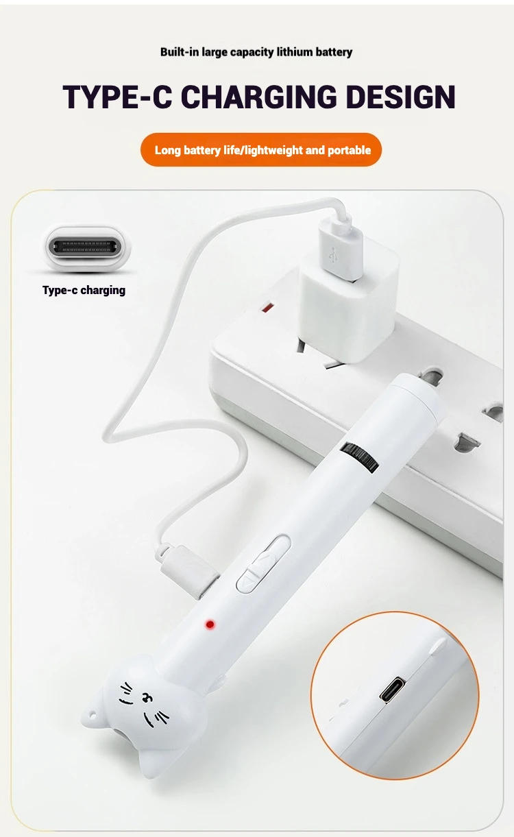 Juguete láser para gatos, palo de luz interactivo recargable por USB para mascotas, puntero infrarrojo con múltiples patrones, divertido cazador de gatos, juguete de entrenamiento para ejercicio - imagen 5